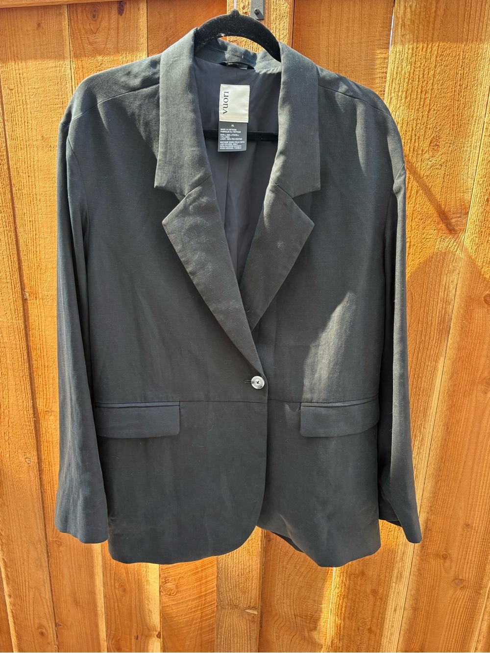 Vuori Women’s Trestles Twill Blazer Black XL NWT Linen Blend